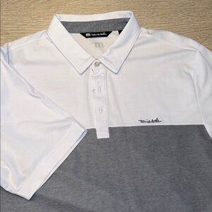 Travis Mathew White and Gray Polo Shirt